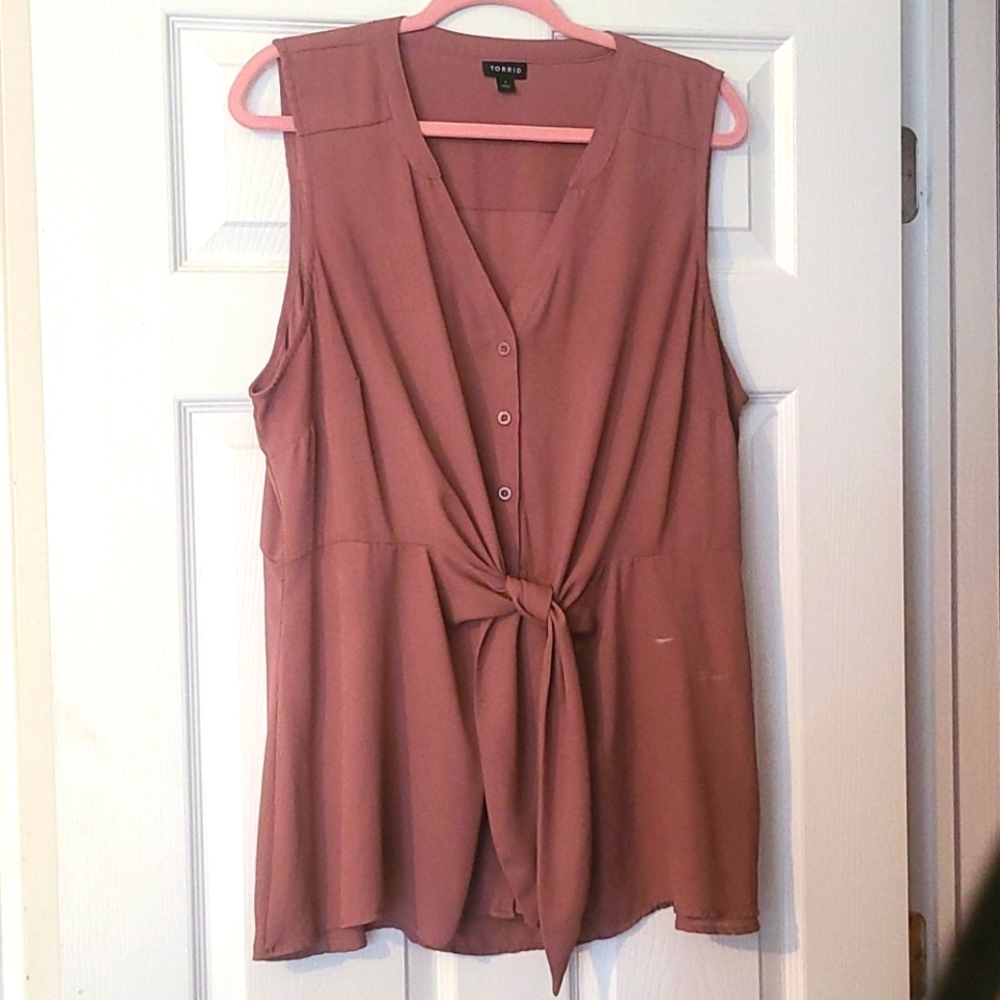 Mauve Blouse w/ Front Tie detail, Torrid Size 1